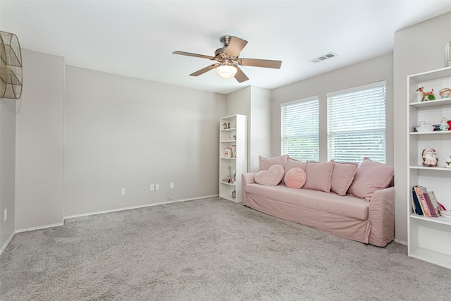 1253 Stone Ln, Celina, TX 75009 - carpeted living room featuring a ceiling fan and baseboards