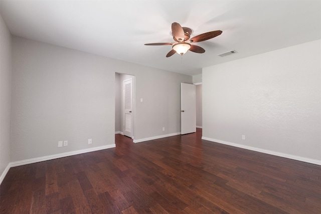 7624 Lake Highlands Dr, Fort Worth, TX 76179 - empty room featuring a ceiling fan, wood finished floors, and baseboards