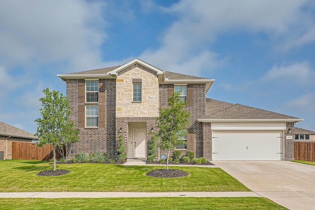 1225 Elmwood Dr, Cedar Hill, TX 75104 - view of front of home featuring an attached garage, concrete driveway, brick siding, and stone siding