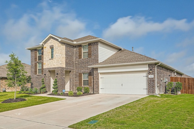 1225 Elmwood Dr, Cedar Hill, TX 75104 - view of front of home featuring an attached garage, concrete driveway, a shingled roof, and brick siding
