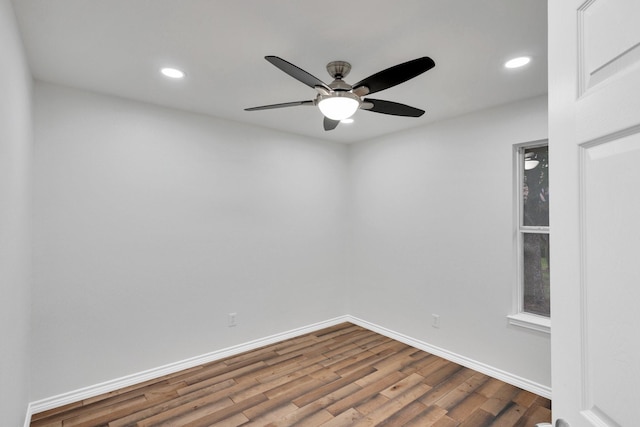 307 Pebble Creek Ln, Red Oak, TX 75154 - empty room with wood finished floors, ceiling fan, recessed lighting, and baseboards