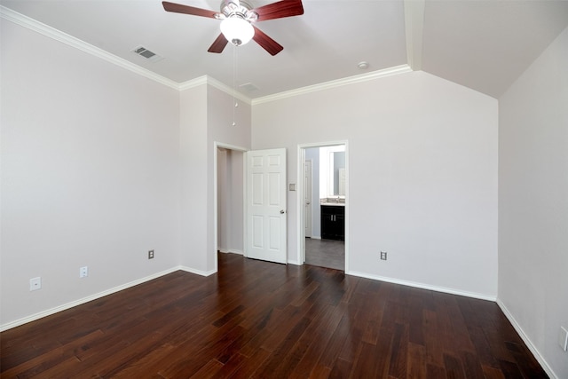 5141 Pinellas Ave, Fort Worth, TX 76244 - spare room with a ceiling fan, dark wood finished floors, baseboards, ornamental molding, and a high ceiling