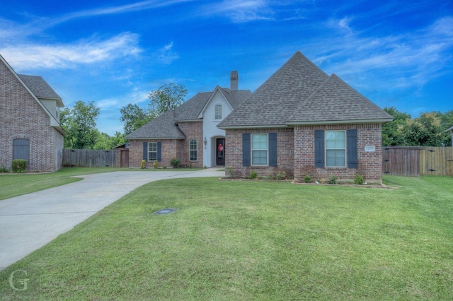 1029 Spanish Moss Cir, Bossier City, LA 71111 - view of front of property featuring a chimney, brick siding, a shingled roof, and driveway
