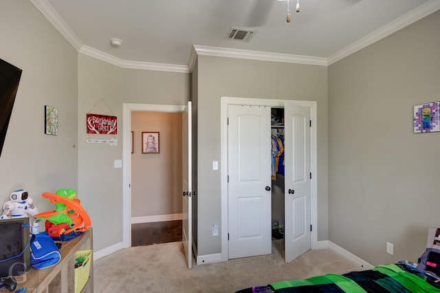 1029 Spanish Moss Cir, Bossier City, LA 71111 - carpeted bedroom featuring ornamental molding and baseboards