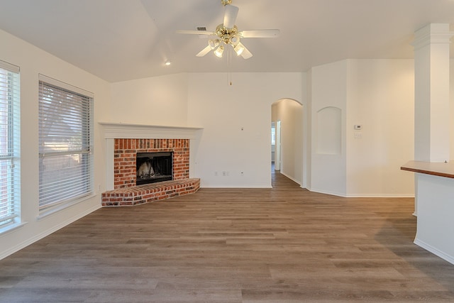 7028 Herman Jared Dr, North Richland Hills, TX 76182 - unfurnished living room featuring healthy amount of natural light, ceiling fan, and lofted ceiling