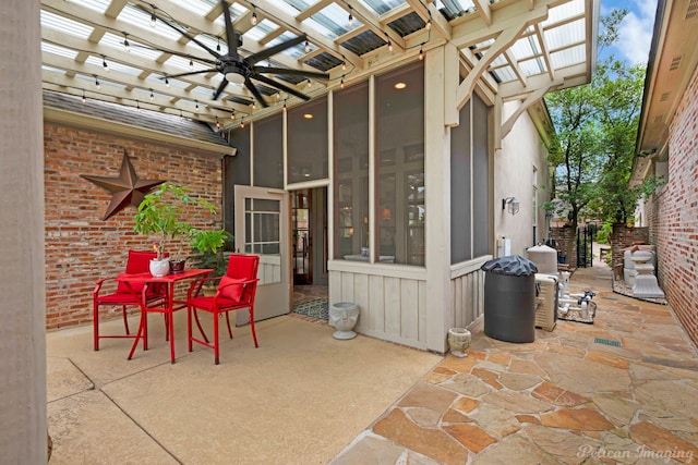 129 Carondelet Ct, Bossier City, LA 71111 - view of patio / terrace with a pergola and a sunroom