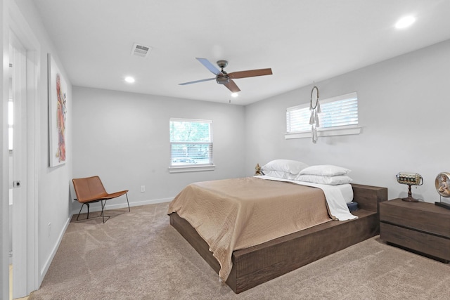 3116 Sharpview Ln, Dallas, TX 75228 - carpeted bedroom with recessed lighting and a ceiling fan