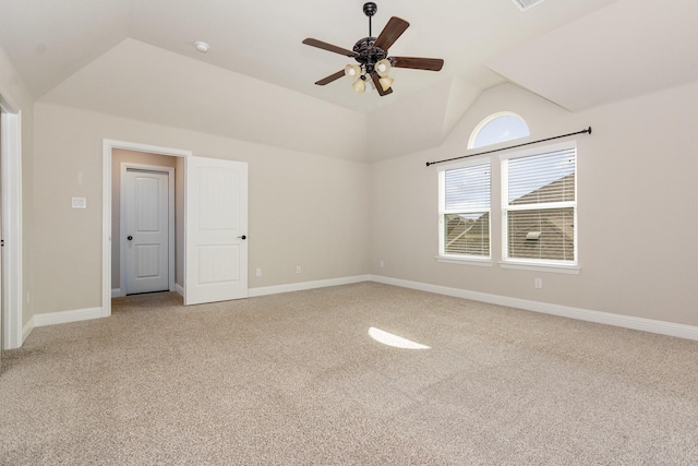 302 Micco Ln, Rockwall, TX 75087 - empty room featuring lofted ceiling, carpet, a ceiling fan, and baseboards