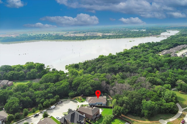 901 Freesia Dr, Little Elm, TX 75068 - aerial view of residential area with a nearby body of water and a forest