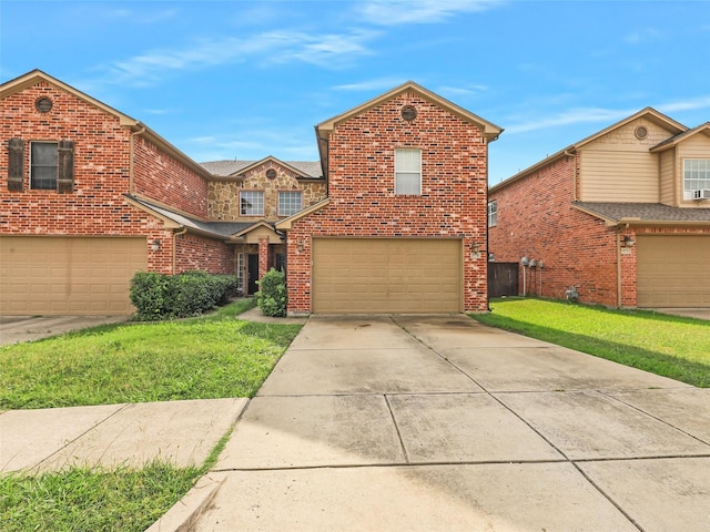 157 Castleridge Dr Unit B, Little Elm, TX 75068 - traditional-style home with brick siding, an attached garage, a front lawn, and driveway