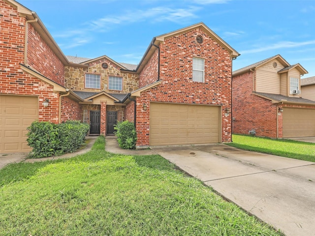 157 Castleridge Dr Unit B, Little Elm, TX 75068 - traditional-style house featuring an attached garage, brick siding, and a front lawn