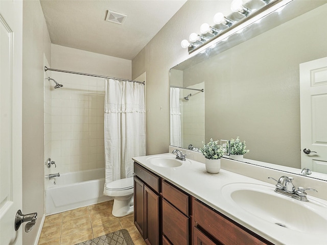 157 Castleridge Dr Unit B, Little Elm, TX 75068 - full bath with shower / tub combo, double vanity, toilet, and tile patterned flooring