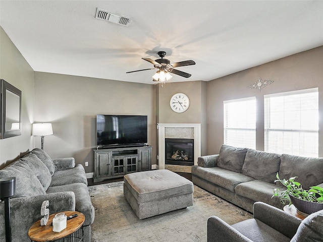 157 Castleridge Dr Unit B, Little Elm, TX 75068 - living area featuring ceiling fan, wood finished floors, and a glass covered fireplace