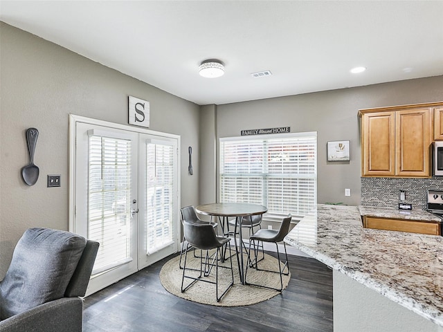 157 Castleridge Dr Unit B, Little Elm, TX 75068 - dining room featuring dark wood finished floors, french doors, and recessed lighting