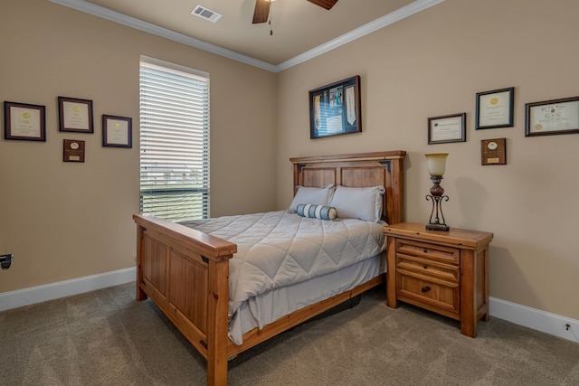 436 Highbluff Trl, Royse City, TX 75189 - bedroom with carpet floors, ornamental molding, and ceiling fan