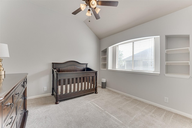 1012 Honeywell Dr, Anna, TX 75409 - bedroom featuring lofted ceiling, light colored carpet, baseboards, and a ceiling fan
