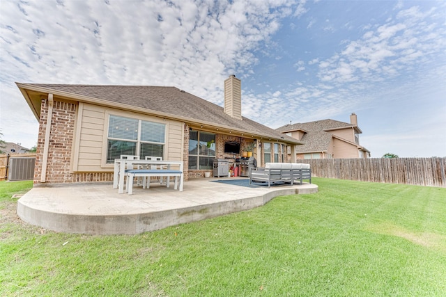 1012 Honeywell Dr, Anna, TX 75409 - back of house featuring a patio area, central air condition unit, a chimney, and brick siding