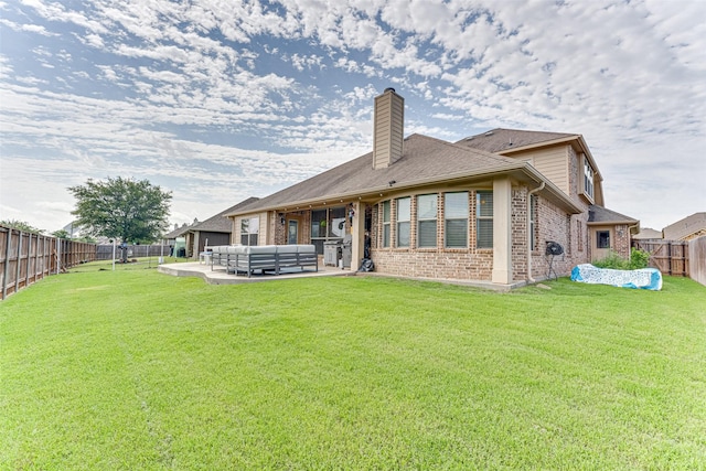 1012 Honeywell Dr, Anna, TX 75409 - rear view of property featuring brick siding, a chimney, and a patio