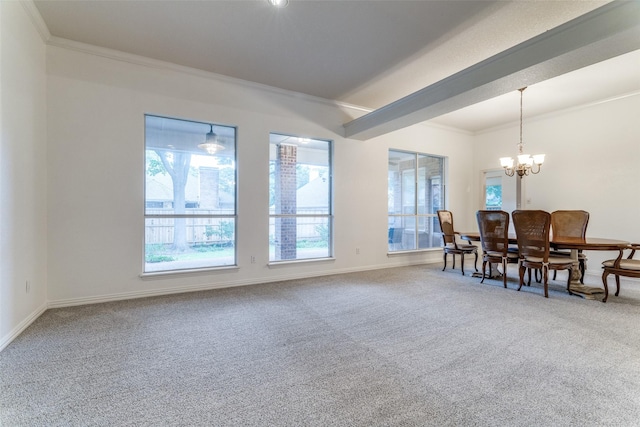 805 Evergreen Ct, Keller, TX 76248 - carpeted dining room with a chandelier, ornamental molding, and baseboards