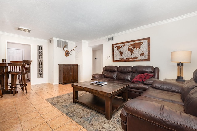 4317 Hartford St Unit 102, Dallas, TX 75219 - living area featuring crown molding and light tile patterned floors