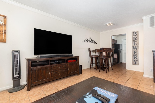 4317 Hartford St Unit 102, Dallas, TX 75219 - tiled living room with crown molding and baseboards