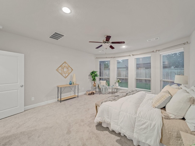 413 Winehart St, Lewisville, TX 75056 - carpeted bedroom with baseboards, recessed lighting, and a ceiling fan