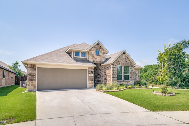 200 Tallgrass Dr, Lavon, TX 75166 - view of front of home featuring stone siding, an attached garage, cooling unit, concrete driveway, and brick siding