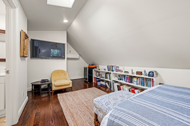 5507 W Amherst Ave, Dallas, TX 75209 - bedroom with baseboards, vaulted ceiling, wood finished floors, and recessed lighting