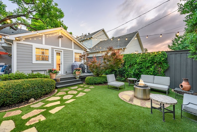 5507 W Amherst Ave, Dallas, TX 75209 - view of yard featuring a fire pit and a deck