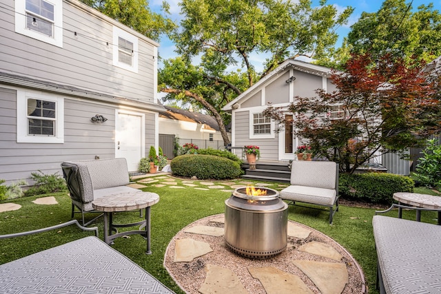 5507 W Amherst Ave, Dallas, TX 75209 - view of patio / terrace featuring a fire pit