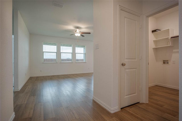3616 Mallard Way, Mckinney, TX 75071 - spare room featuring ceiling fan, wood finished floors, and baseboards