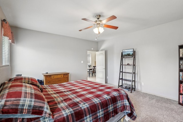 1336 Castlegar Ln, Fort Worth, TX 76247 - bedroom with carpet, a ceiling fan, and baseboards