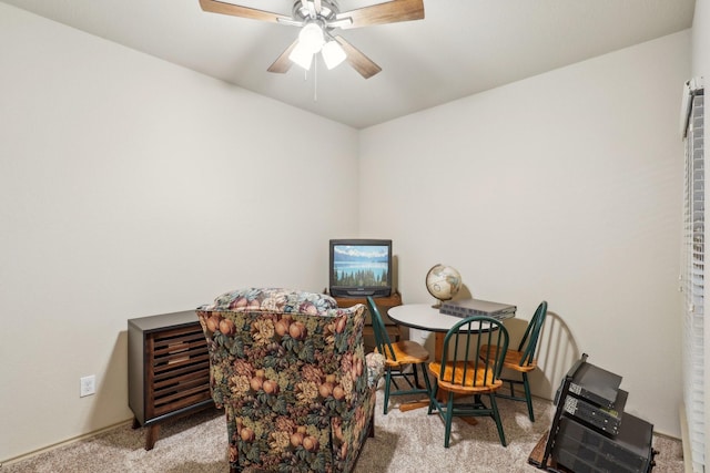 1336 Castlegar Ln, Fort Worth, TX 76247 - sitting room with carpet, a ceiling fan, and baseboards