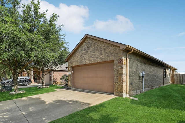 1336 Castlegar Ln, Fort Worth, TX 76247 - view of property exterior with an attached garage, brick siding, and concrete driveway