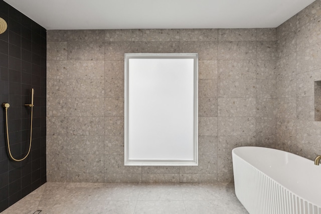 4216 Rickover Dr, Dallas, TX 75244 - full bathroom featuring tiled shower and a freestanding bath
