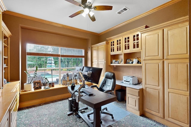 4700 Scoter Ln, Mckinney, TX 75072 - home office with ceiling fan and ornamental molding