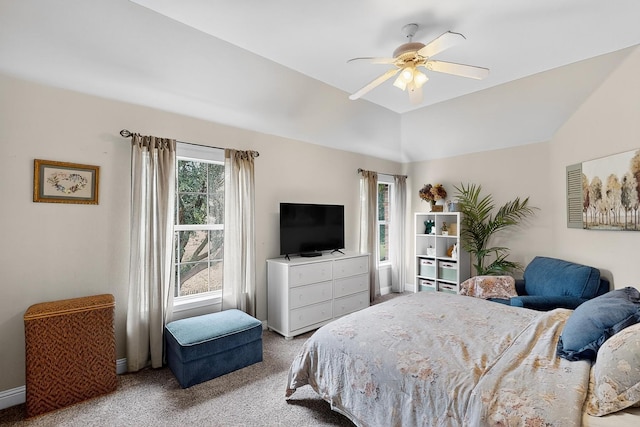 4700 Scoter Ln, Mckinney, TX 75072 - carpeted bedroom featuring vaulted ceiling and ceiling fan