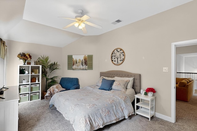 4700 Scoter Ln, Mckinney, TX 75072 - bedroom featuring carpet floors, lofted ceiling, and ceiling fan