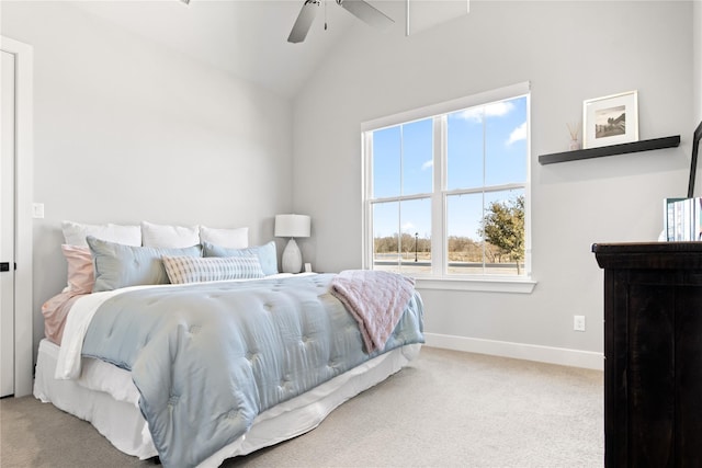 200 Sutherland Cres, Northlake, TX 76247 - carpeted bedroom featuring lofted ceiling, baseboards, and ceiling fan