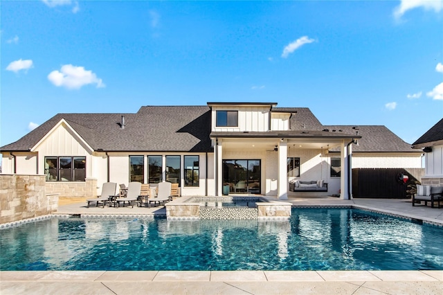 200 Sutherland Cres, Northlake, TX 76247 - outdoor pool with a patio, an outdoor hangout area, and a jacuzzi