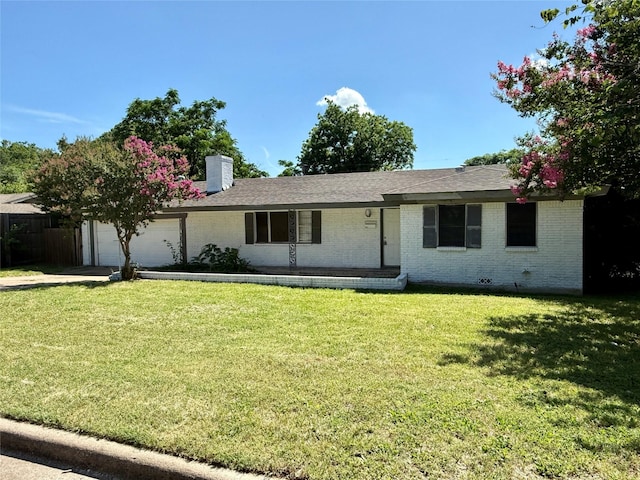 1136 Simpson Dr, Hurst, TX 76053 - single story home featuring brick siding, an attached garage, a front yard, and a chimney