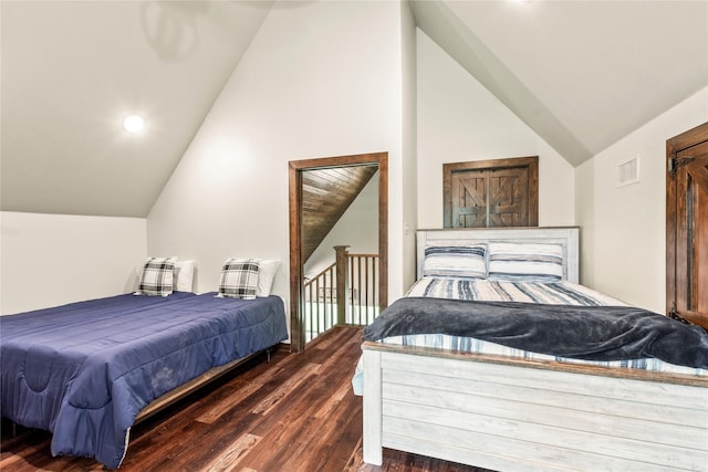 102 Anderson Ln, Mabank, TX 75156 - bedroom with lofted ceiling and wood finished floors