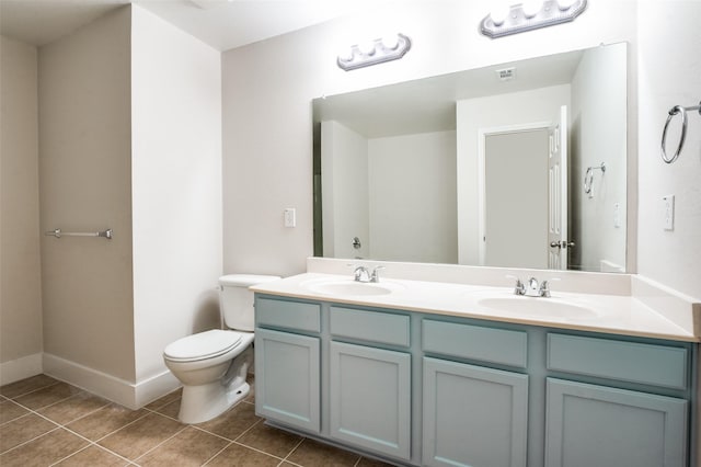 10556 Midway Dr, Frisco, TX 75035 - full bath with double vanity, toilet, tile patterned flooring, and baseboards