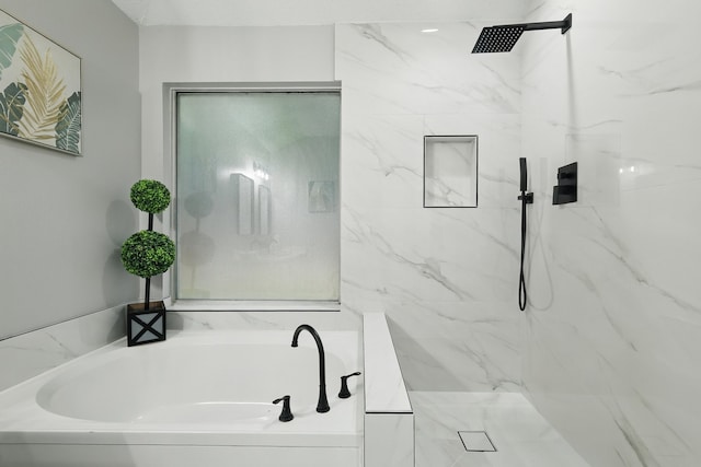 3220 Steamboat Dr, Fort Worth, TX 76123 - bathroom with a bath and a marble finish shower