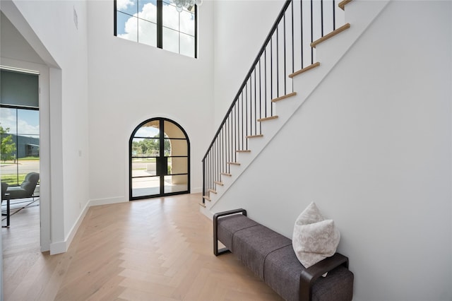 3727 Clover Ln, Dallas, TX 75220 - foyer entrance with stairs and a high ceiling