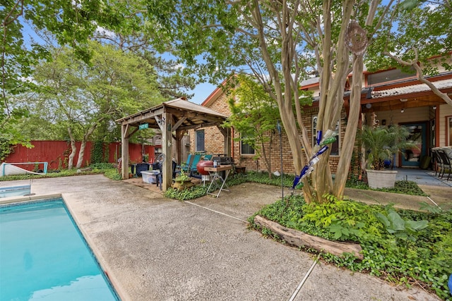 907 Green Terrace Ln, Duncanville, TX 75137 - view of pool with a gazebo, a patio area, a fenced backyard, and a grill