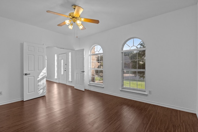 6814 Silver Lake Dr, Rowlett, TX 75089 - spare room featuring wood finished floors, a ceiling fan, and baseboards