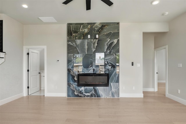 1901 Varsity Dr, Grand Prairie, TX 75051 - living area featuring wood finished floors, a ceiling fan, recessed lighting, and baseboards