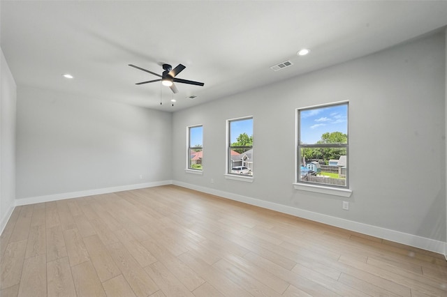 1901 Varsity Dr, Grand Prairie, TX 75051 - spare room with ceiling fan, baseboards, light wood-style flooring, and recessed lighting