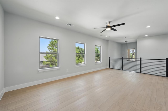 1901 Varsity Dr, Grand Prairie, TX 75051 - spare room featuring baseboards, a ceiling fan, recessed lighting, and light wood-type flooring